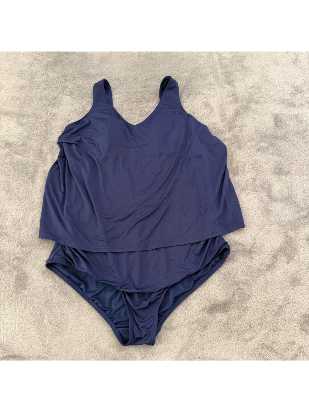 Lands End One Piece Navy Blue Modest Swimsuit Womens 1X 16W 18W